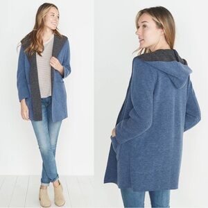 Marine Layer • Wren Hooded Coat jacket blue grey sweater knit cardigan
